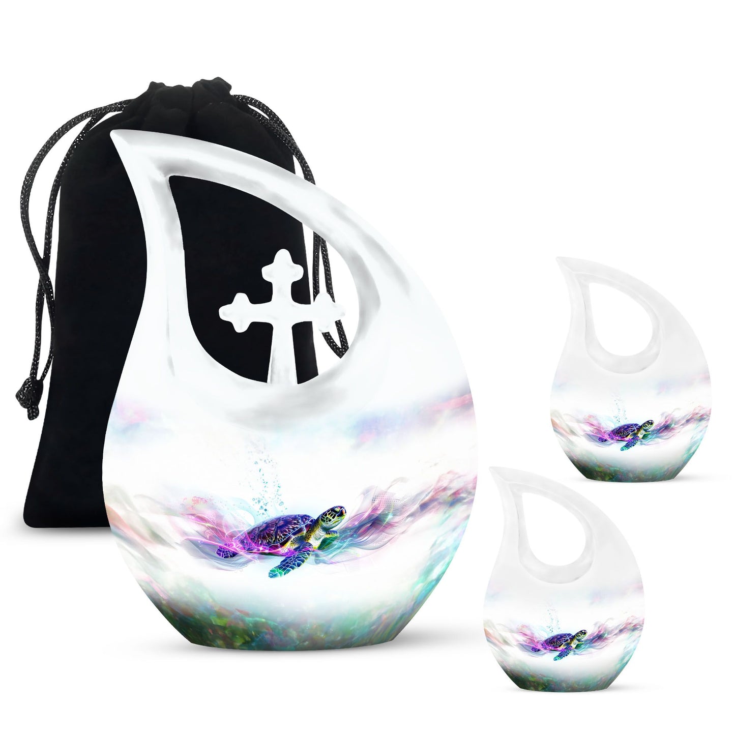 10-inch Turtle Urn, Cross Drop design, 
