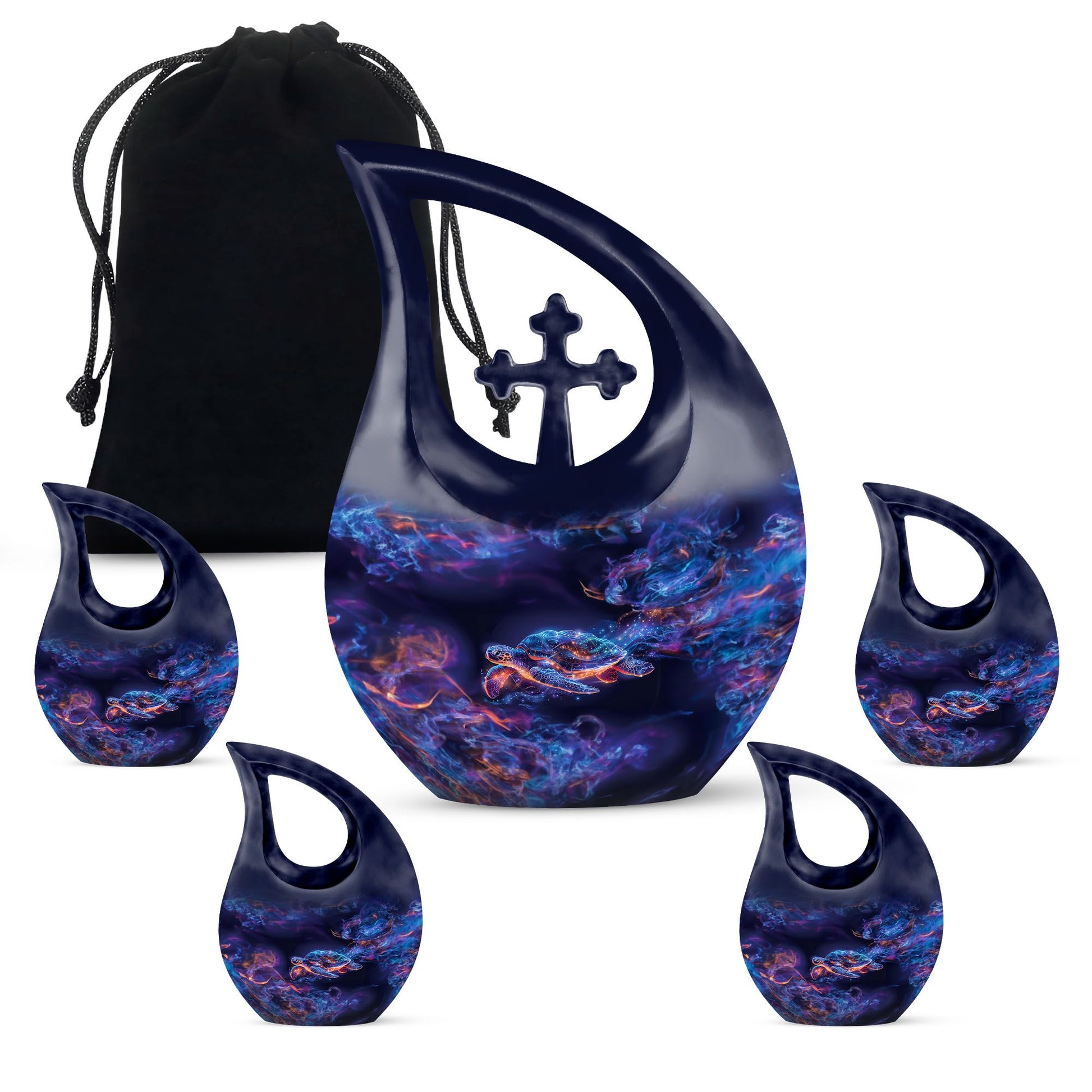 Turtle Theme Large Urn With 4 Keepsake Urn