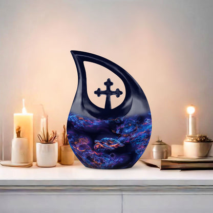 10-inch Turtle Theme Cross Drop Design Cheap Cremation Urn 