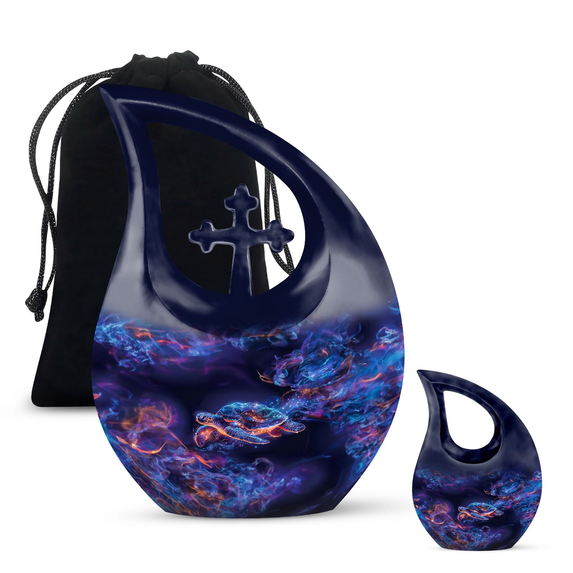 Turtle Theme Large Urn With 1 Keepsake Urn