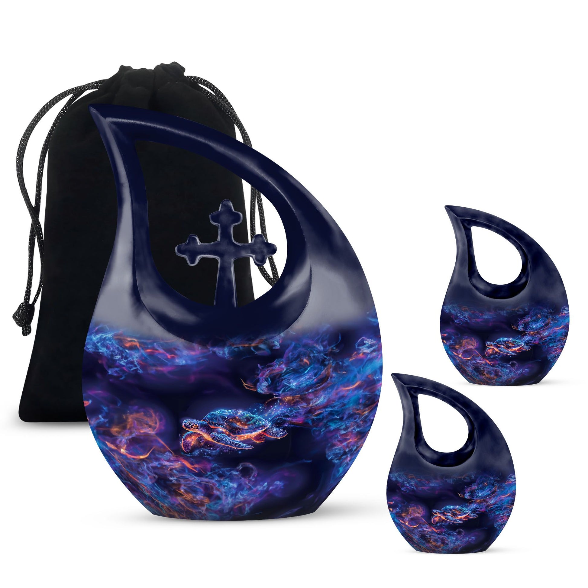 Turtle Theme Large Urn With 2 Keepsake Urn