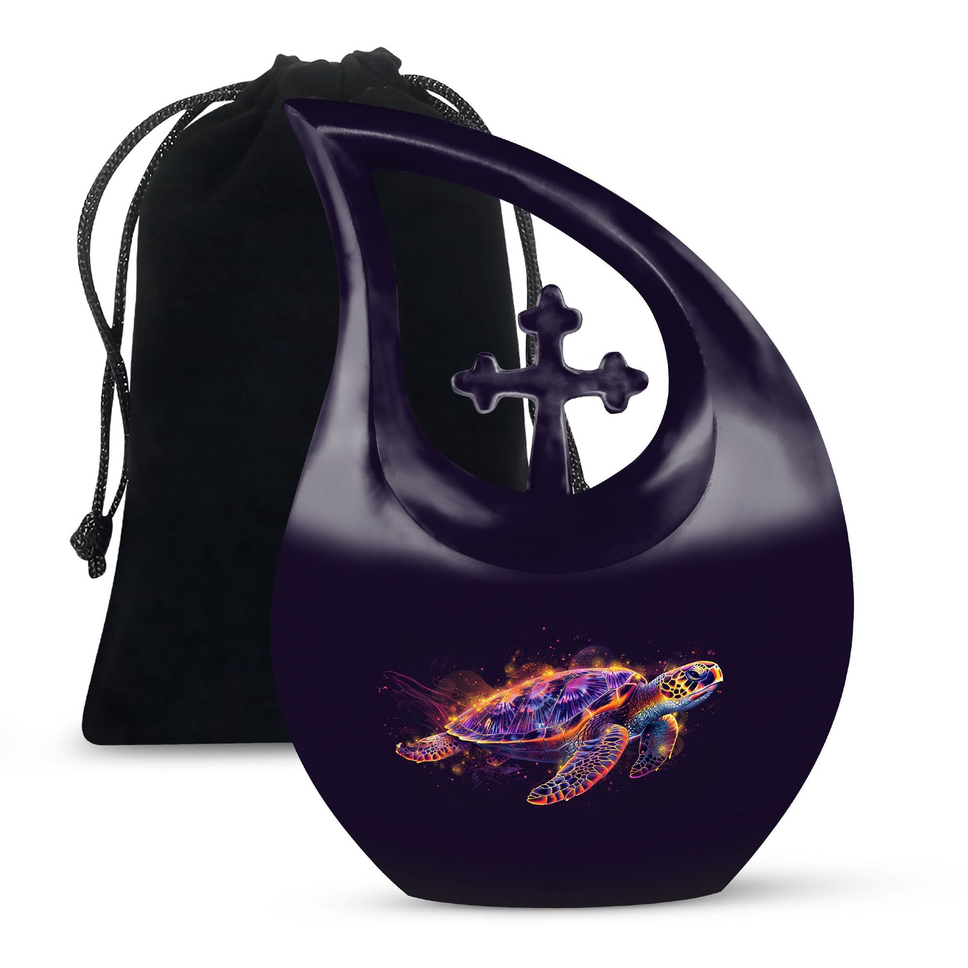 10 inch Turtle themed Cross Drop design urn,