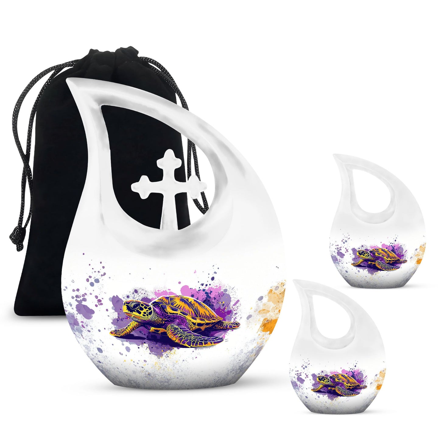 Turtle Theme Large Urn With 2 Keepsake Urn