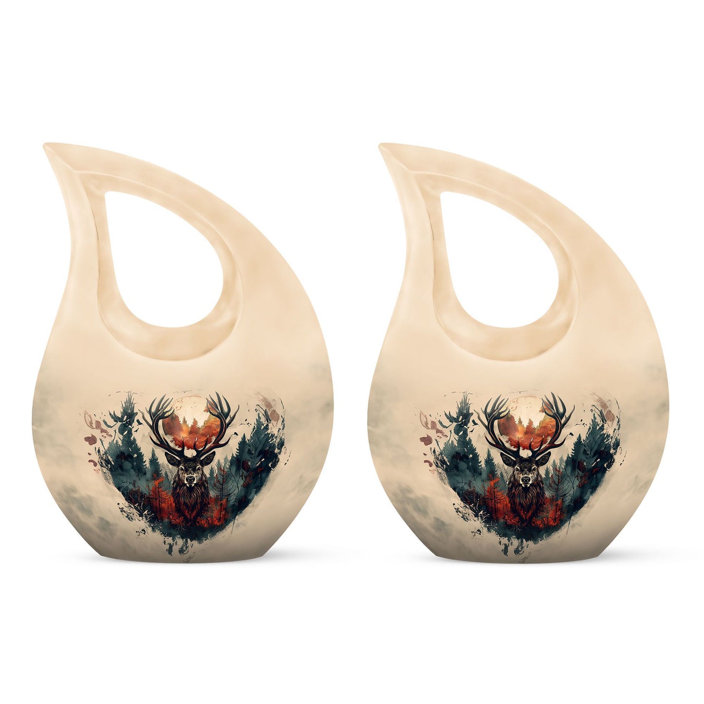 10 Inch Deer Themed Cross Drop Large Aluminium Cremation Urn
