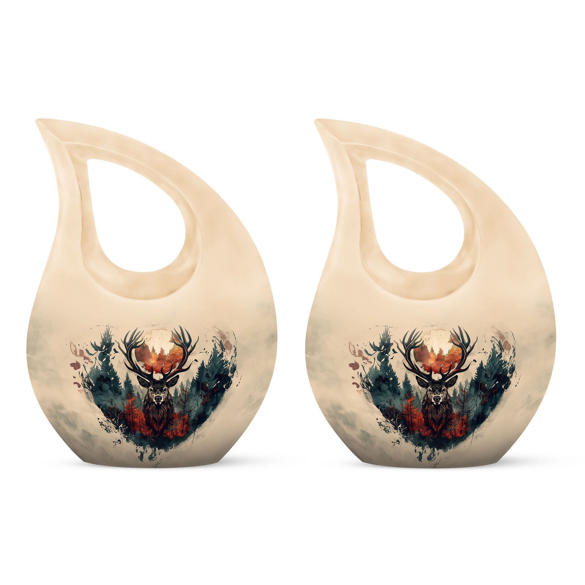 10 Inch Deer Themed Cross Drop Large Aluminium Cremation Urn