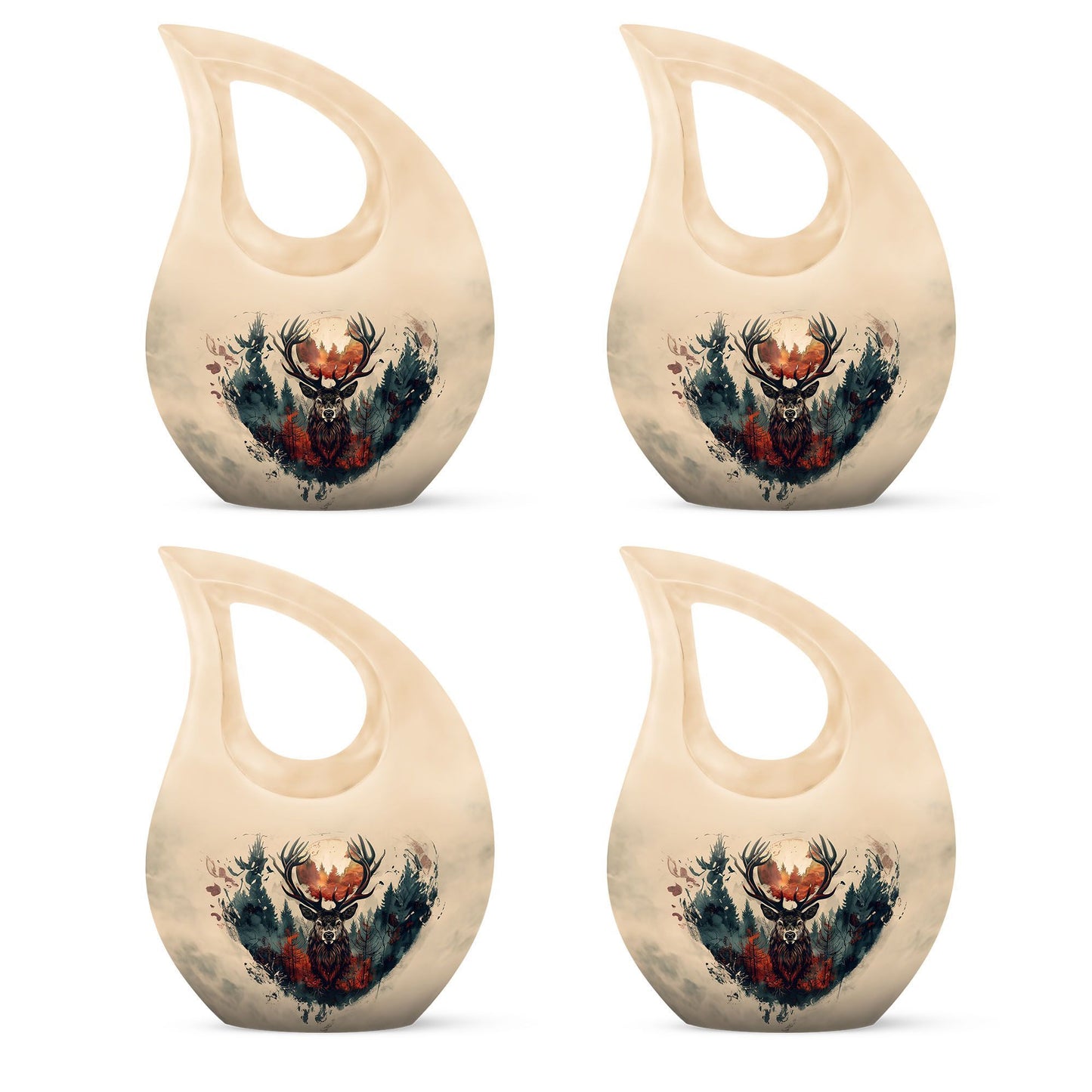 10 Inch Deer Themed Cross Drop Large Aluminium Cremation Urn