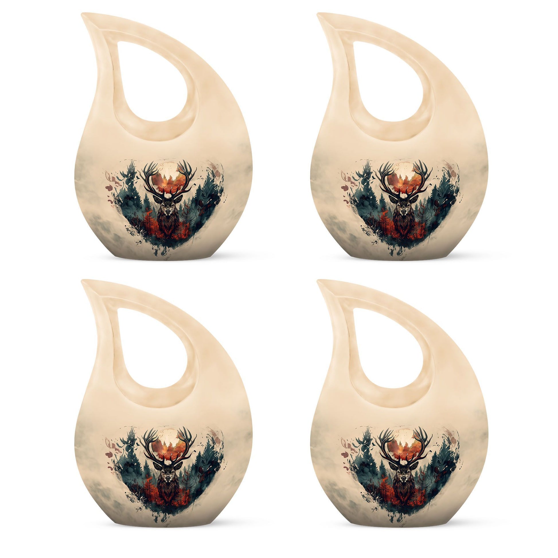 10 Inch Deer Themed Cross Drop Large Aluminium Cremation Urn