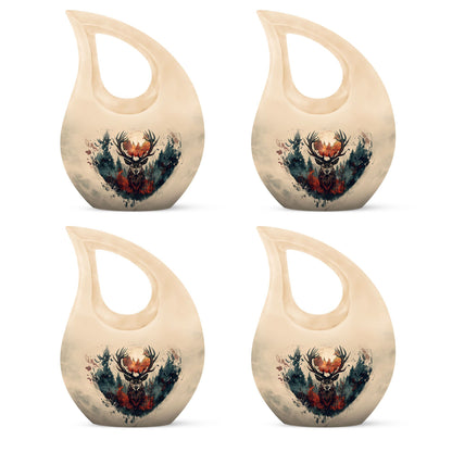 10 Inch Deer Themed Cross Drop Large Aluminium Cremation Urn