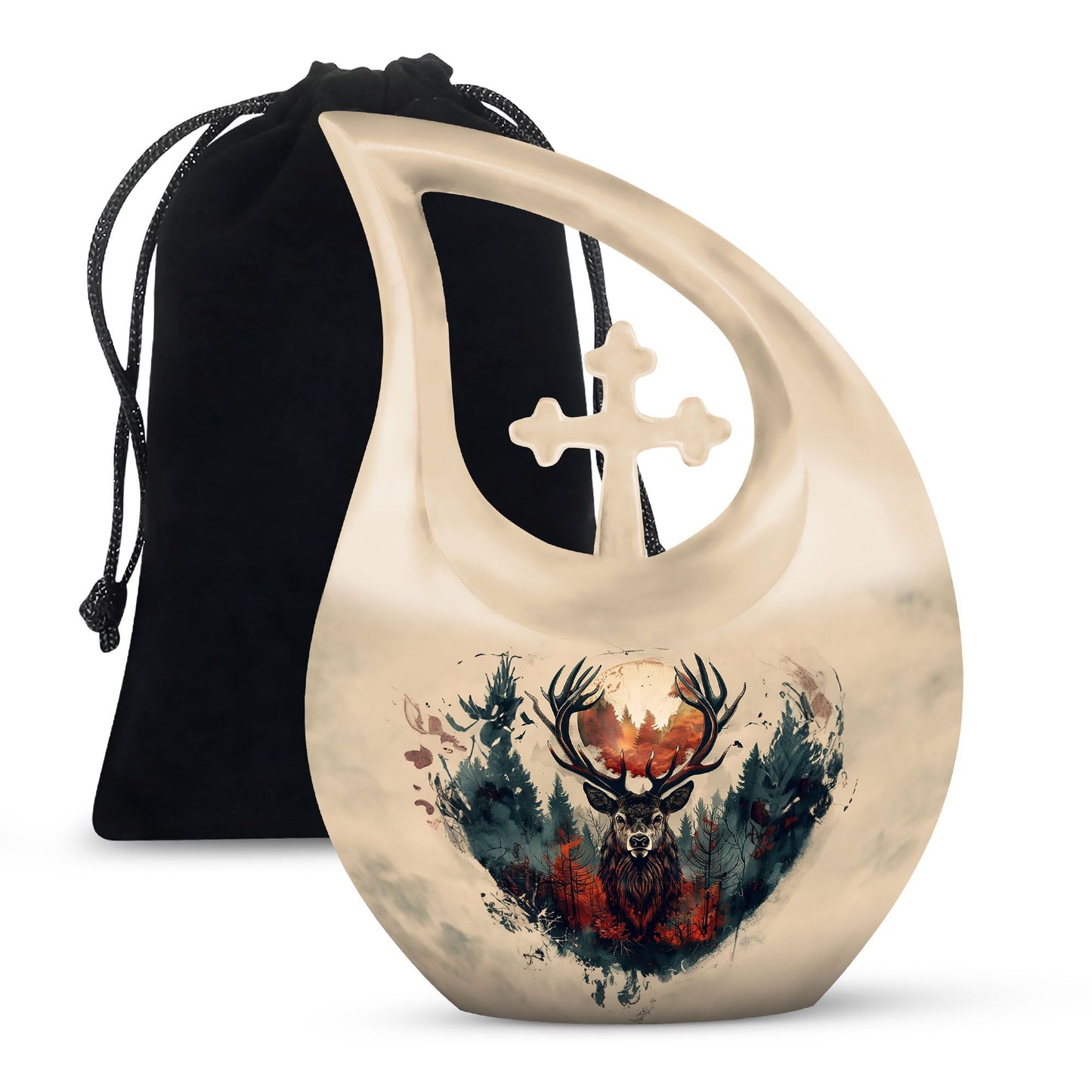 Personalized Deer Cremation Urn for Human Ashes - 10-inch, 200 cu in - Yatskia