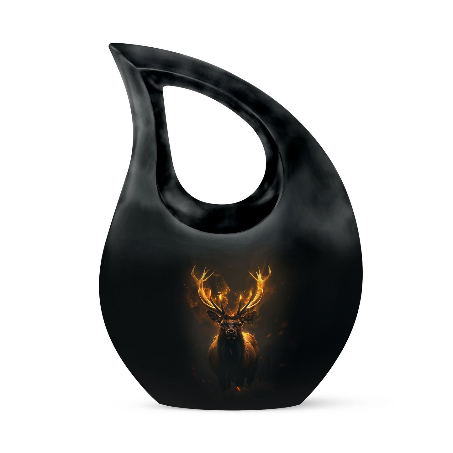 10-inch Deer Themed Memorial Urn with Cross Drop Design,