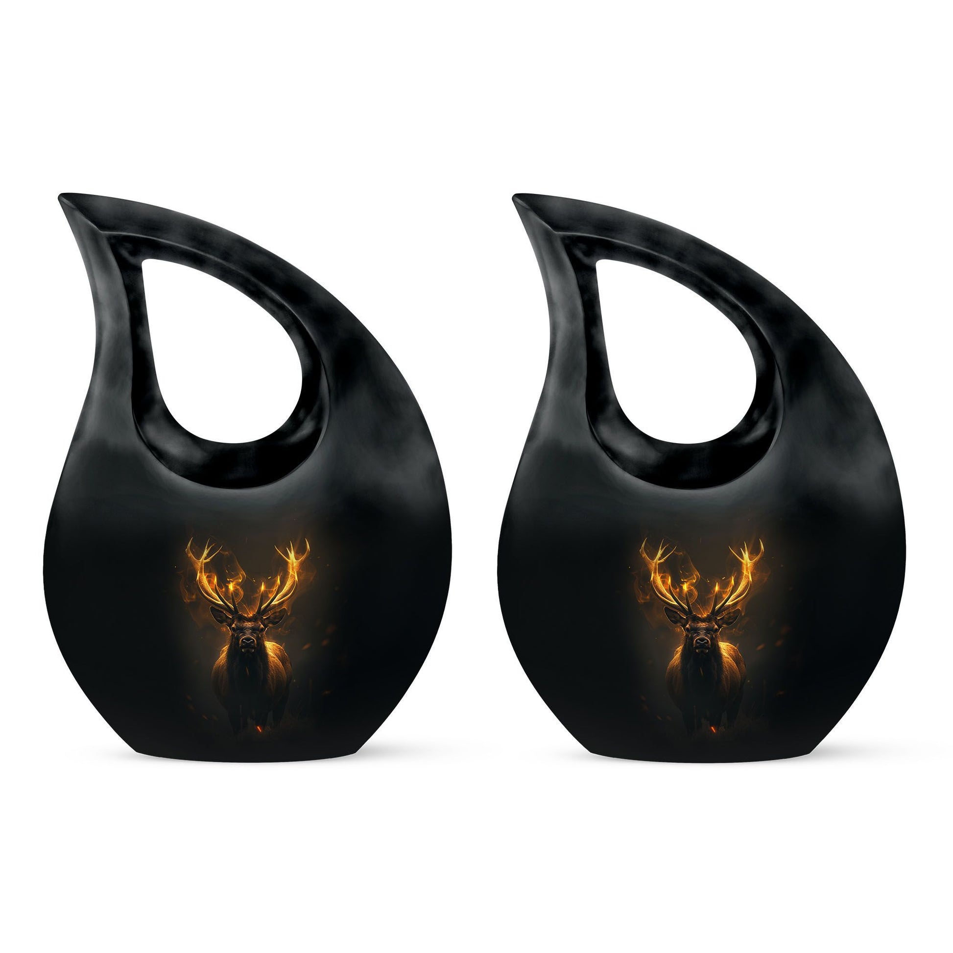 10-inch Deer Themed Memorial Urn with Cross Drop Design,