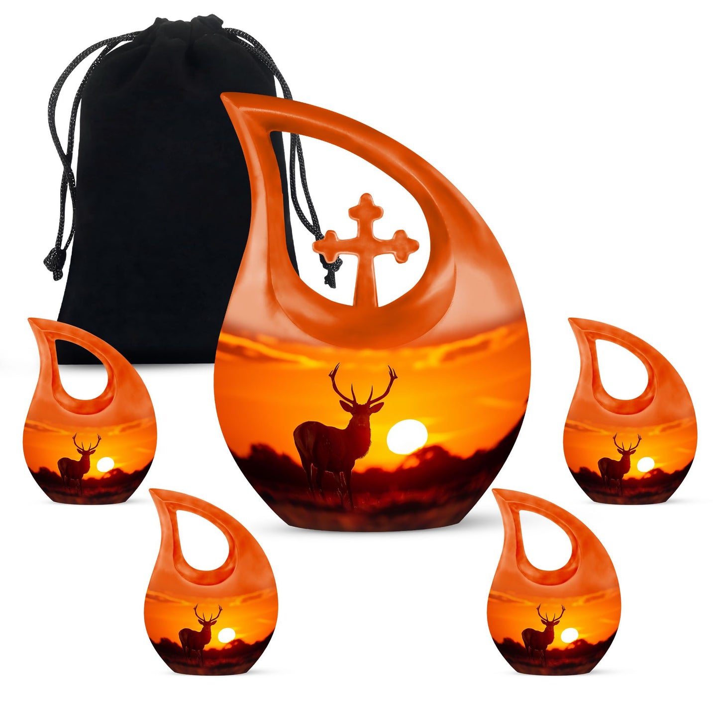 Deer Urn with Cross Drop design,