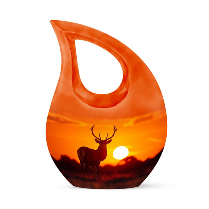 Deer Urn with Cross Drop design,