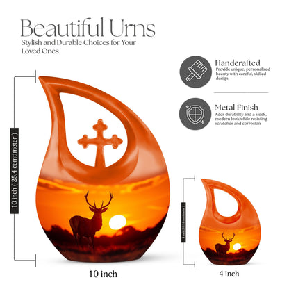 Deer Urn with Cross Drop design,