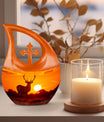 Deer Urn with Cross Drop design,