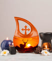 Deer Urn with Cross Drop design,