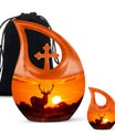 Deer Urn with Cross Drop design,