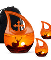 Deer Urn with Cross Drop design,