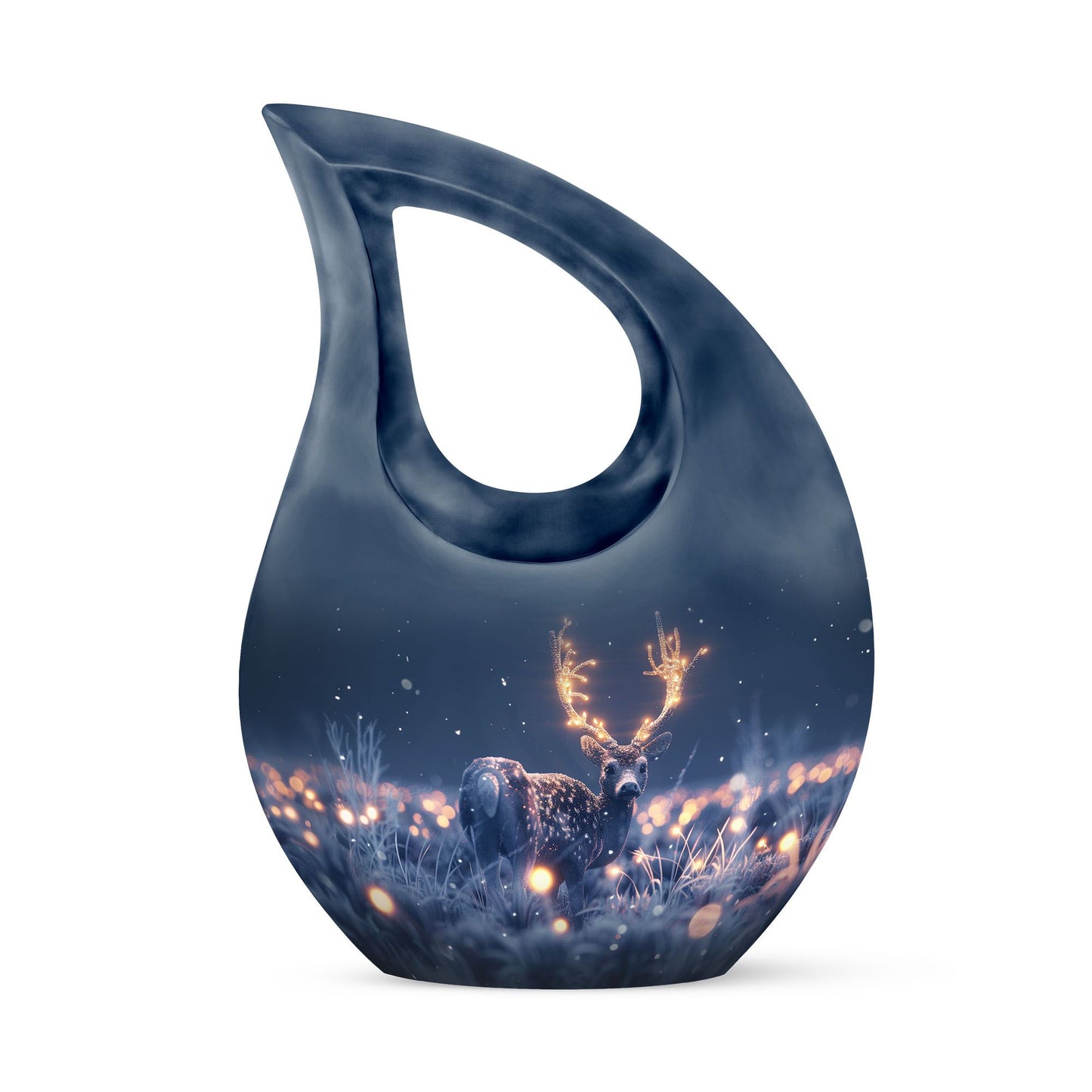 10-inch large deer urn made of aluminium with cross 