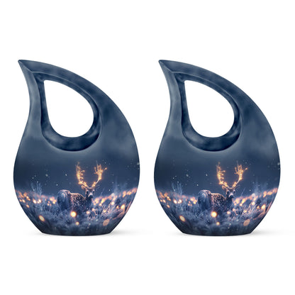 10-inch large deer urn made of aluminium with cross 