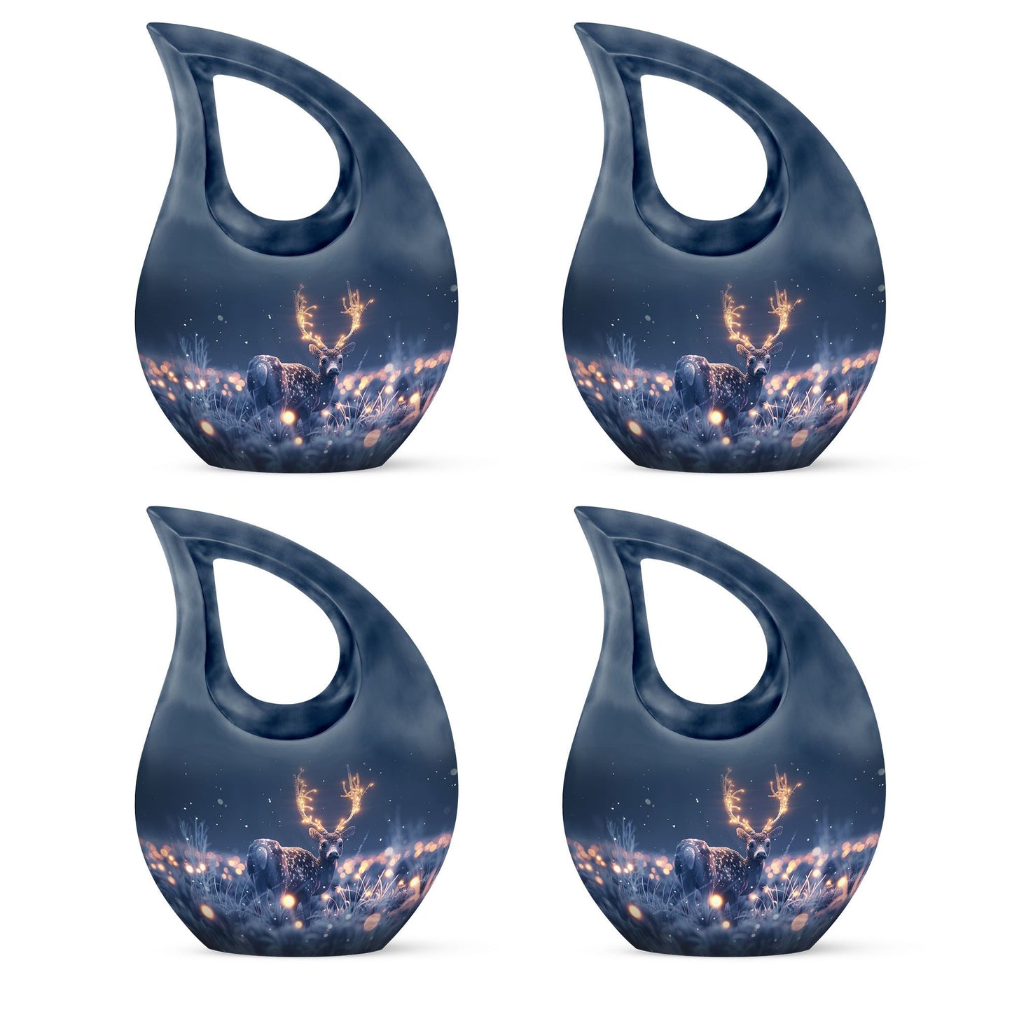 10-inch large deer urn made of aluminium with cross 