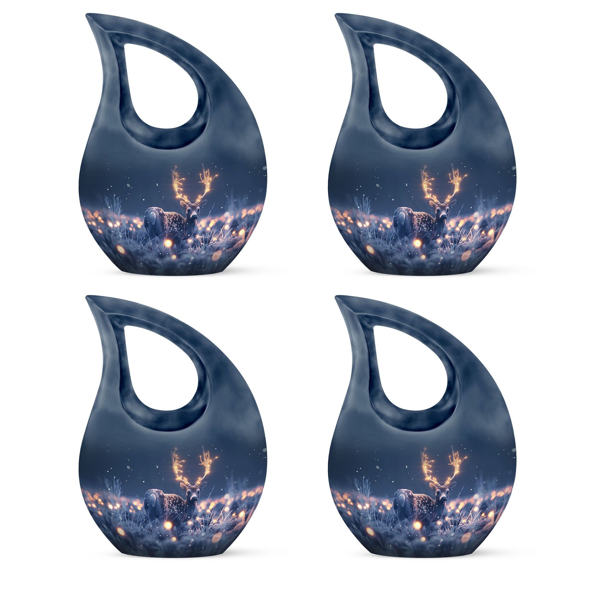 10-inch large deer urn made of aluminium with cross 