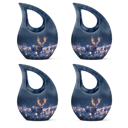 10-inch large deer urn made of aluminium with cross 