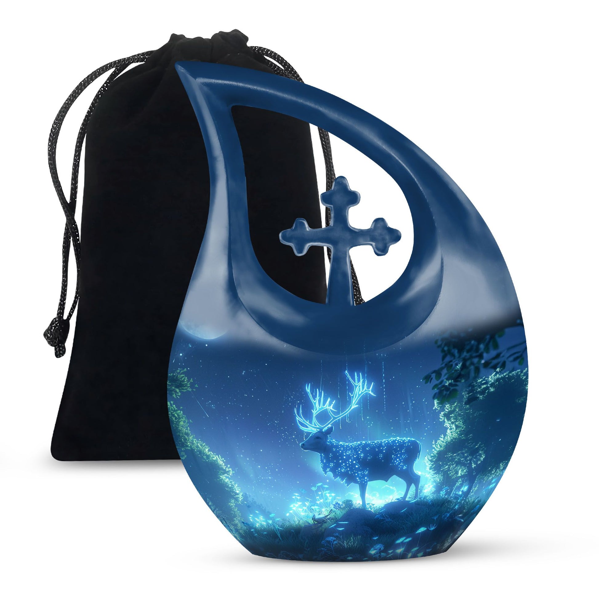  Deer Themed Cross Drop Memorial Urn