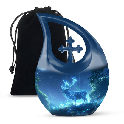  Deer Themed Cross Drop Memorial Urn