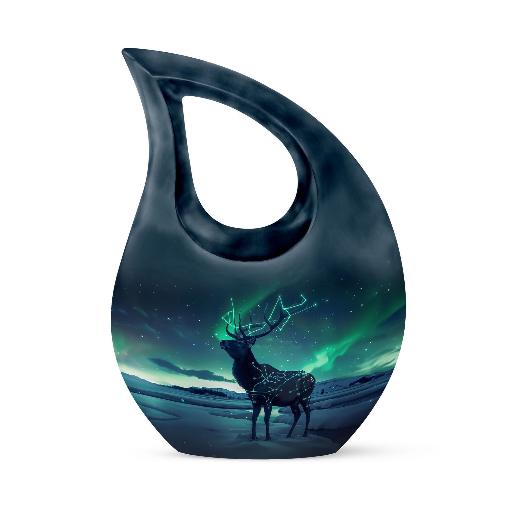 Affordable 10-inch Deer Urn with Cross Drop 