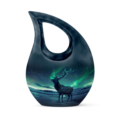 Affordable 10-inch Deer Urn with Cross Drop 