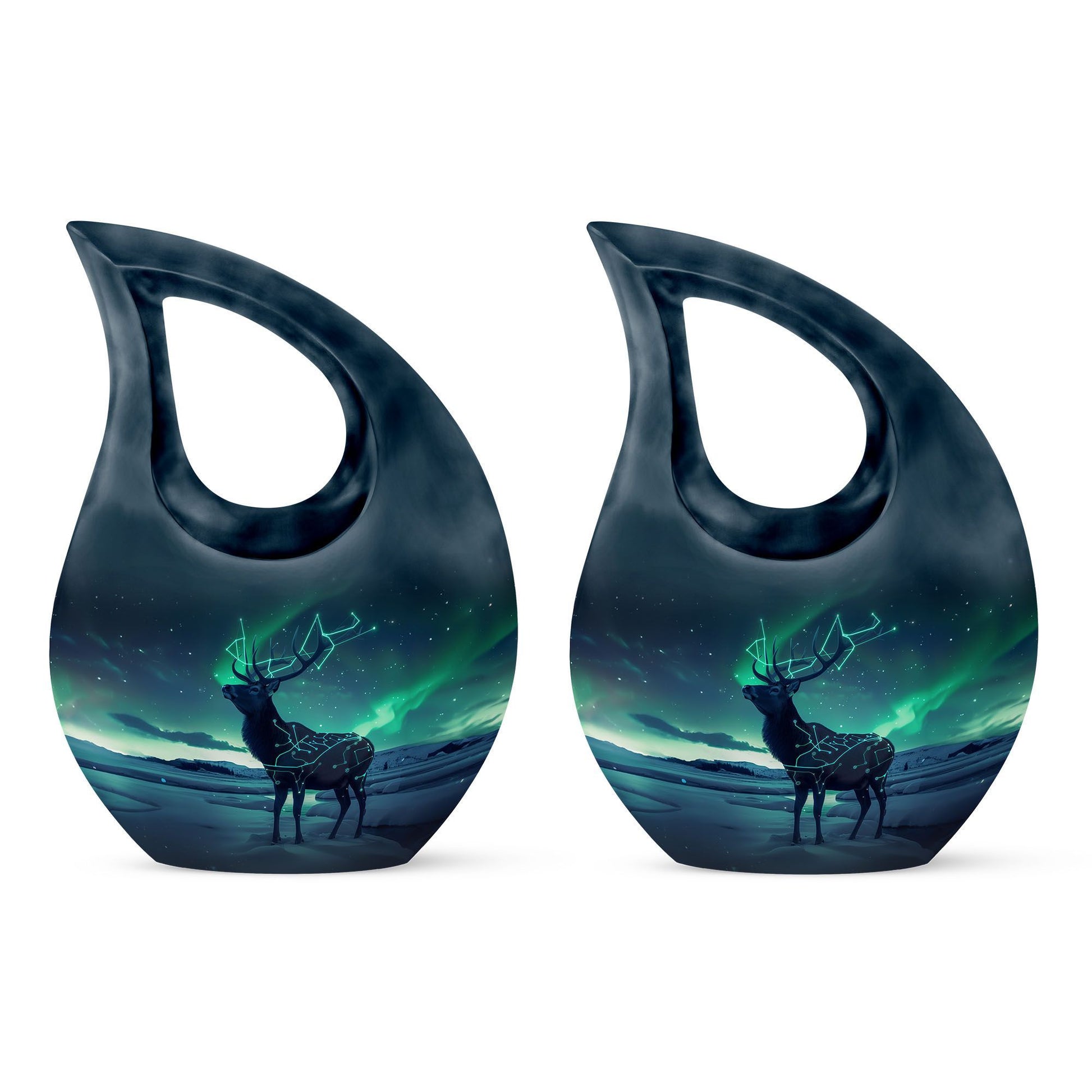 Affordable 10-inch Deer Urn with Cross Drop 