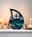 Affordable 10-inch Deer Urn with Cross Drop 