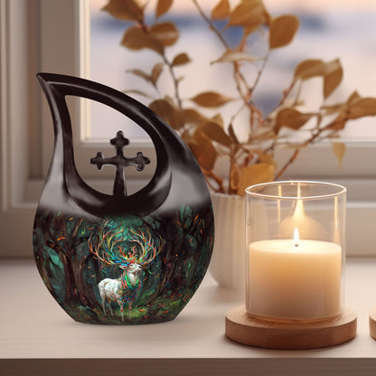 Deer themed, 10-inch affordable burial urn 