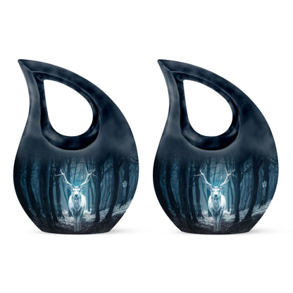 Affordable 10-Inch Deer Urn with Cross Drop Design, 