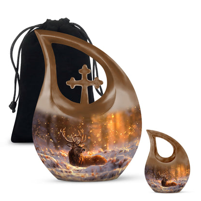 Personalized Deer Keepsake Urn for Human Ashes - 10-inch, 200 cu in - Yatskia