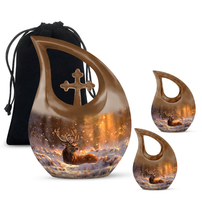 Personalized Deer Keepsake Urn for Human Ashes - 10-inch, 200 cu in - Yatskia