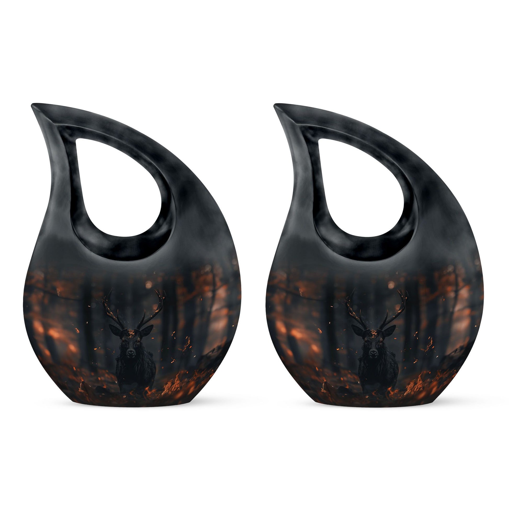 10 inch Deer themed Cross Drop urn for cremation keepsakes, includes velvet pouch