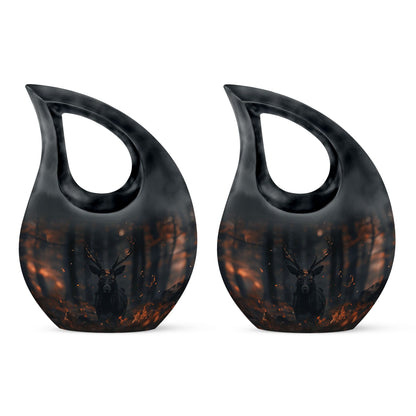 10 inch Deer themed Cross Drop urn for cremation keepsakes, includes velvet pouch