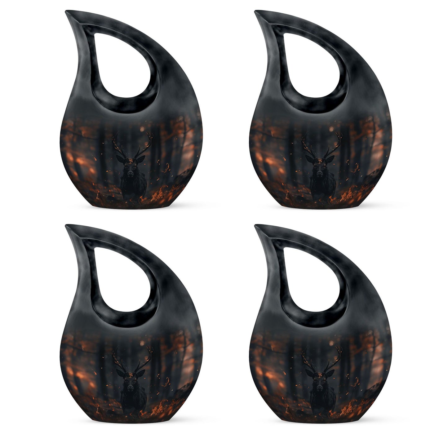 10 inch Deer themed Cross Drop urn for cremation keepsakes, includes velvet pouch