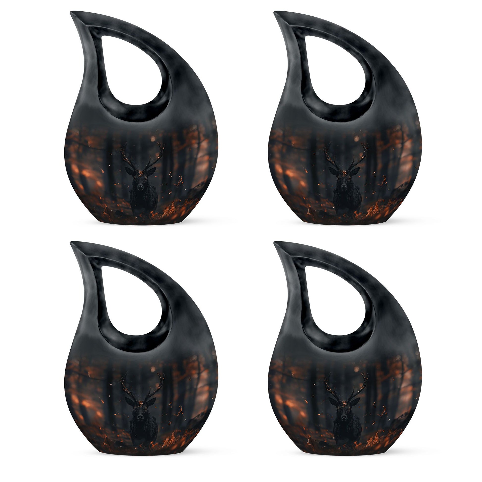 10 inch Deer themed Cross Drop urn for cremation keepsakes, includes velvet pouch