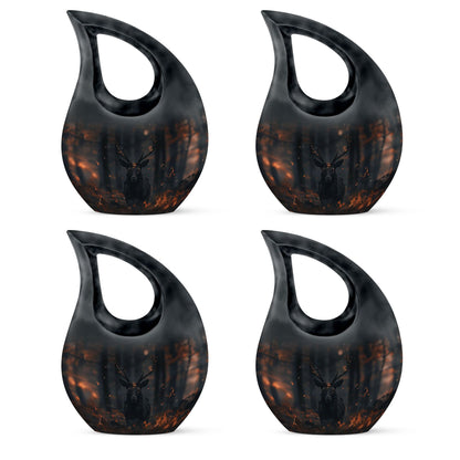 10 inch Deer themed Cross Drop urn for cremation keepsakes, includes velvet pouch