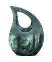 10-inch Deer themed Aluminium Urn with Cross Drop design 