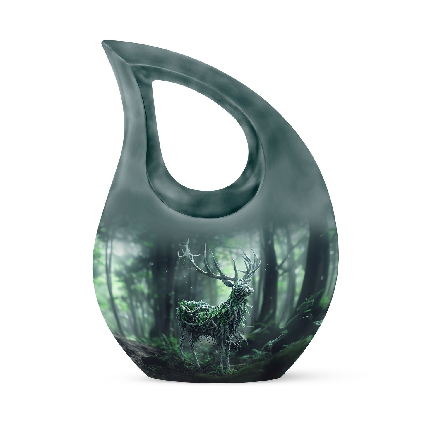 10-inch Deer themed Aluminium Urn with Cross Drop design 