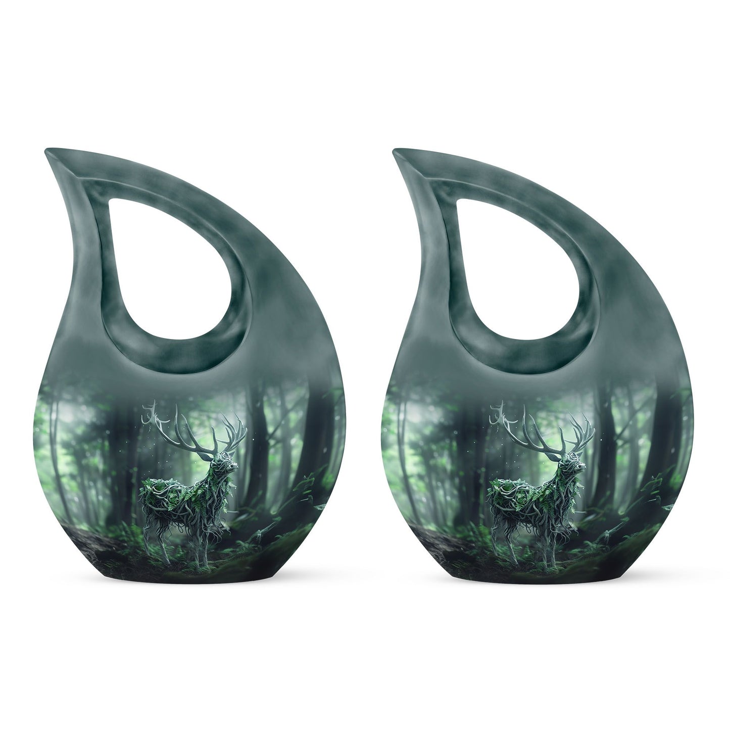 10-inch Deer themed Aluminium Urn with Cross Drop design 