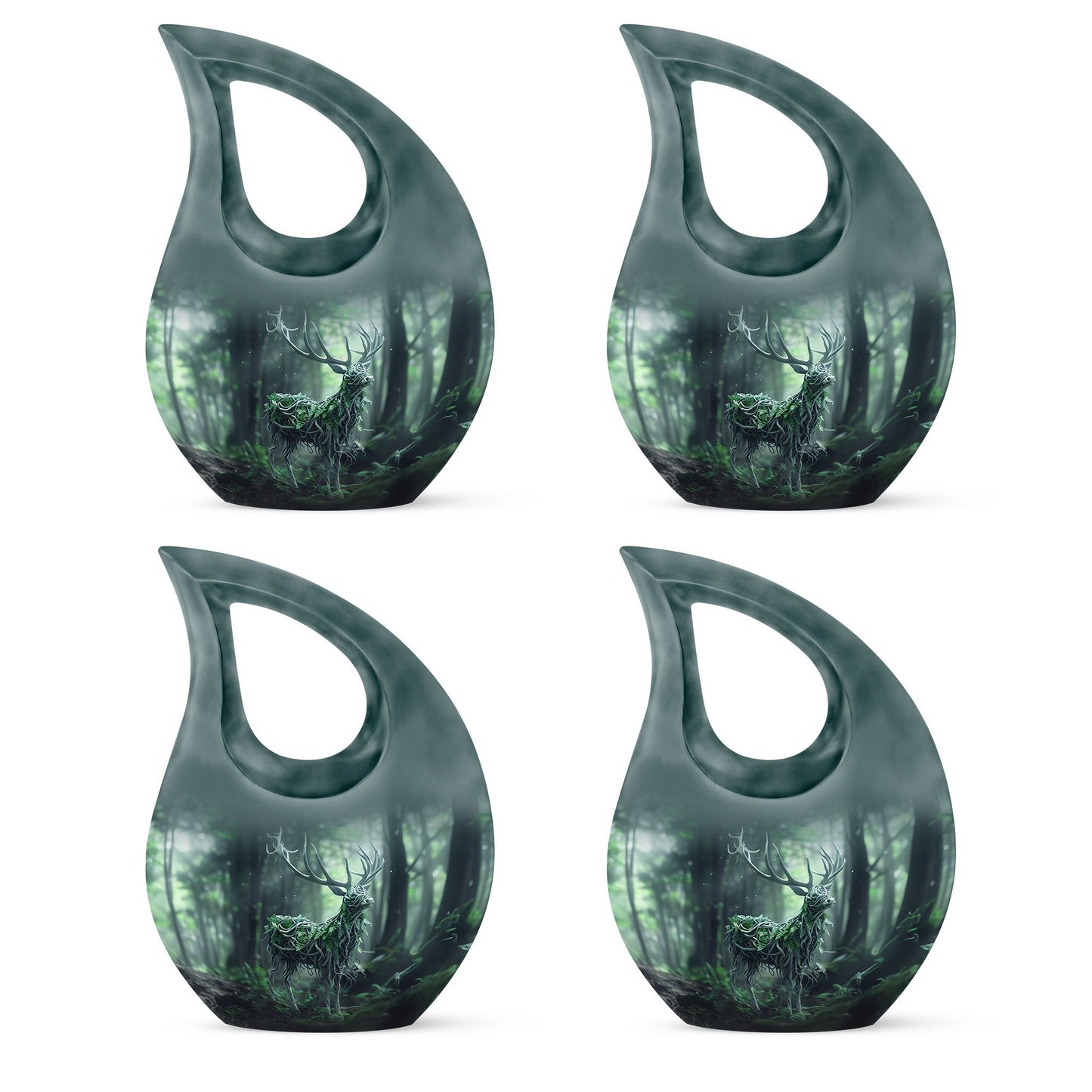 10-inch Deer themed Aluminium Urn with Cross Drop design 