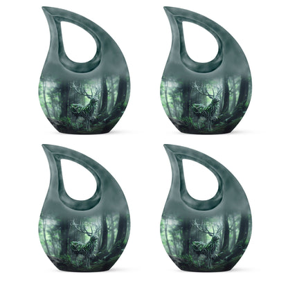 10-inch Deer themed Aluminium Urn with Cross Drop design 