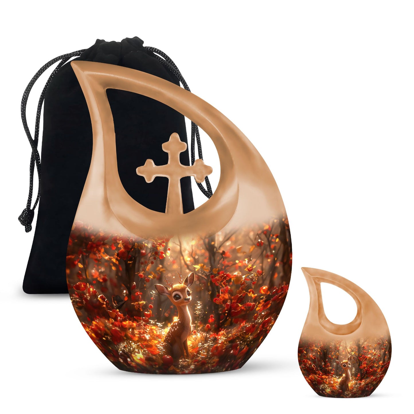 Personalized Deer Cremation Urn for Human Ashes - 10-inch, 200 cu in - Yatskia