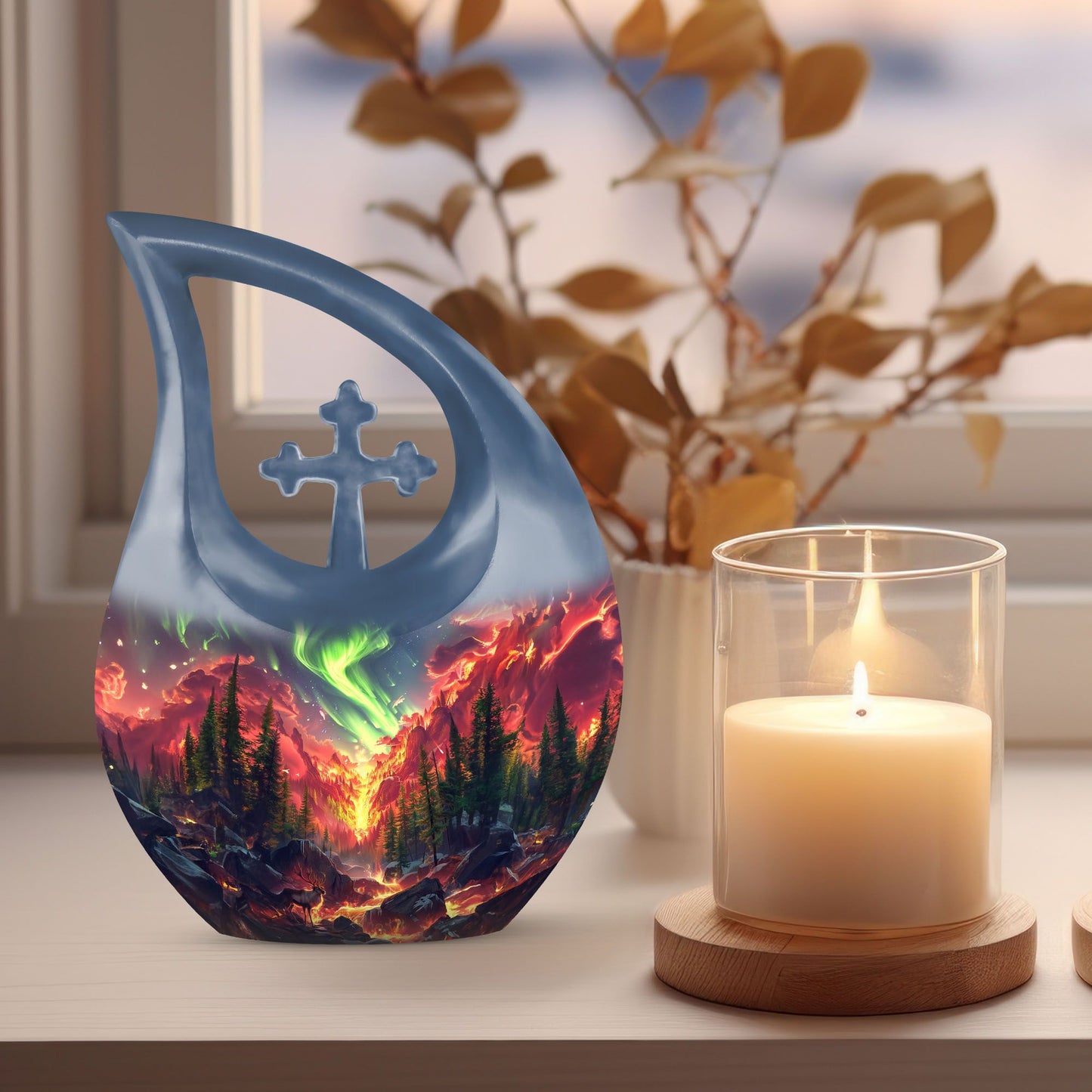 10-inch Deer Urn and Cross Drop 