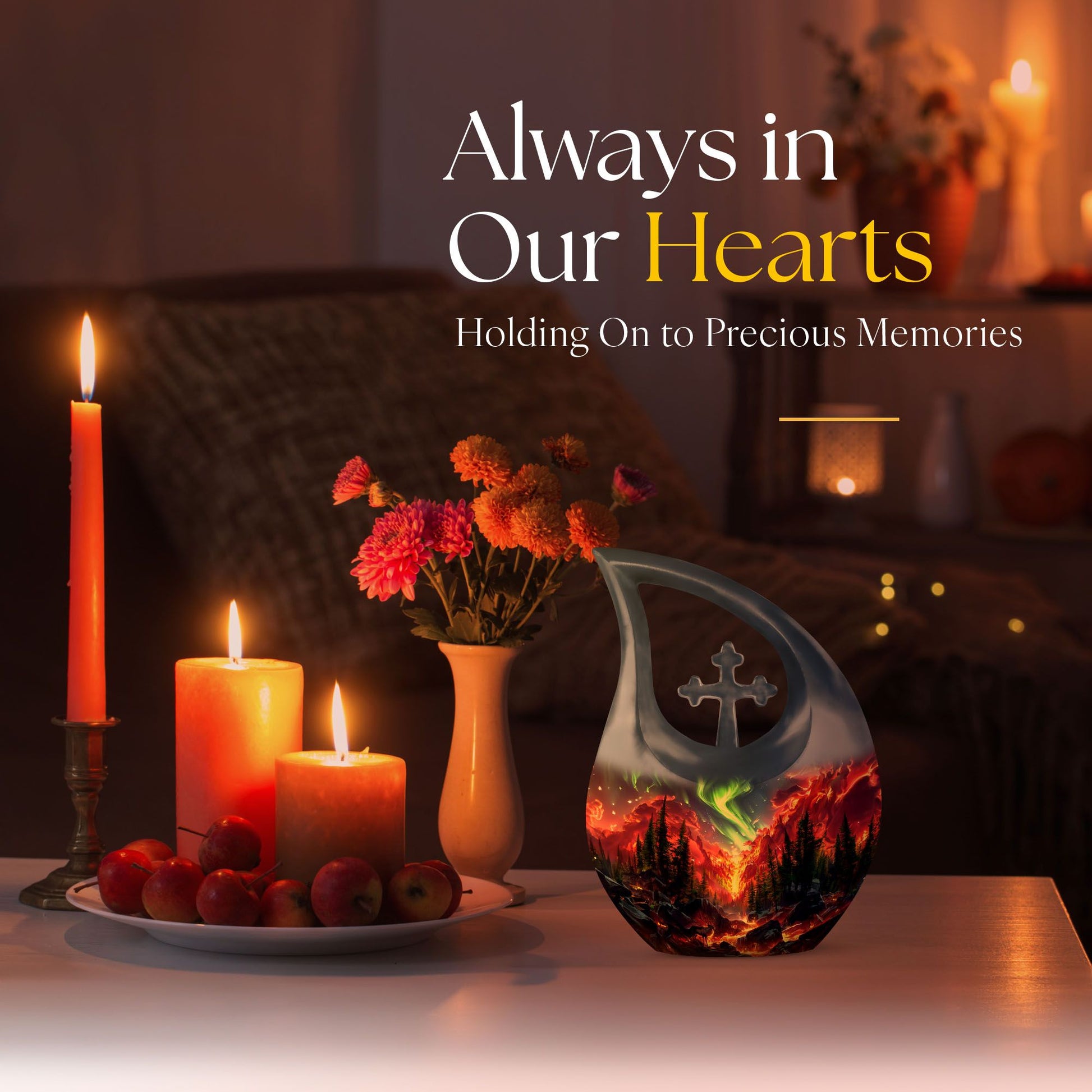 10-inch Deer Urn and Cross Drop 